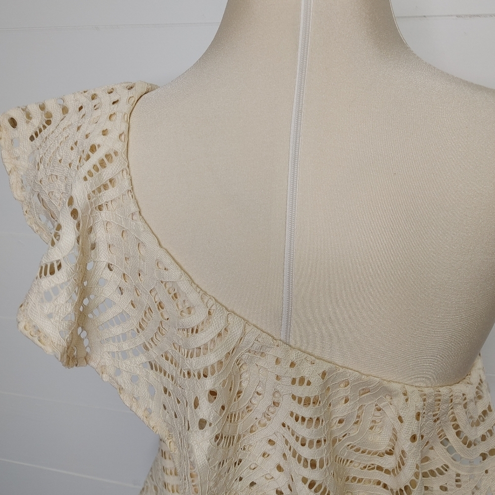 Highline Embroidered Lace One-shoulder Ruffle Top S/M - Picture 6 of 10